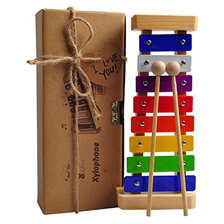 Xylophone for Kids: Best Holiday/Birthday DIY Gift Idea for your Mini Musicians, Musical Toy with Child Safe Mallets, Perfectly Tuned Instrument for Toddlers, Musical Cards and Harmonica