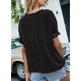 thumbnail image 4 of Asyoly Womens Summer Sexy V-Neck T-Shirt Solid Color Swiss Dot Lace Blouse Casual Short Sleeve Tee Top, 4 of 7