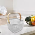 thumbnail image 6 of Wire Storage Basket with Wooden Handle, Ventilated Metal Mesh Fruit and Vegetable Basket, Portable Iron Organizer for Kitchen Countertop, Pantry, and Dining Table, 6 of 8
