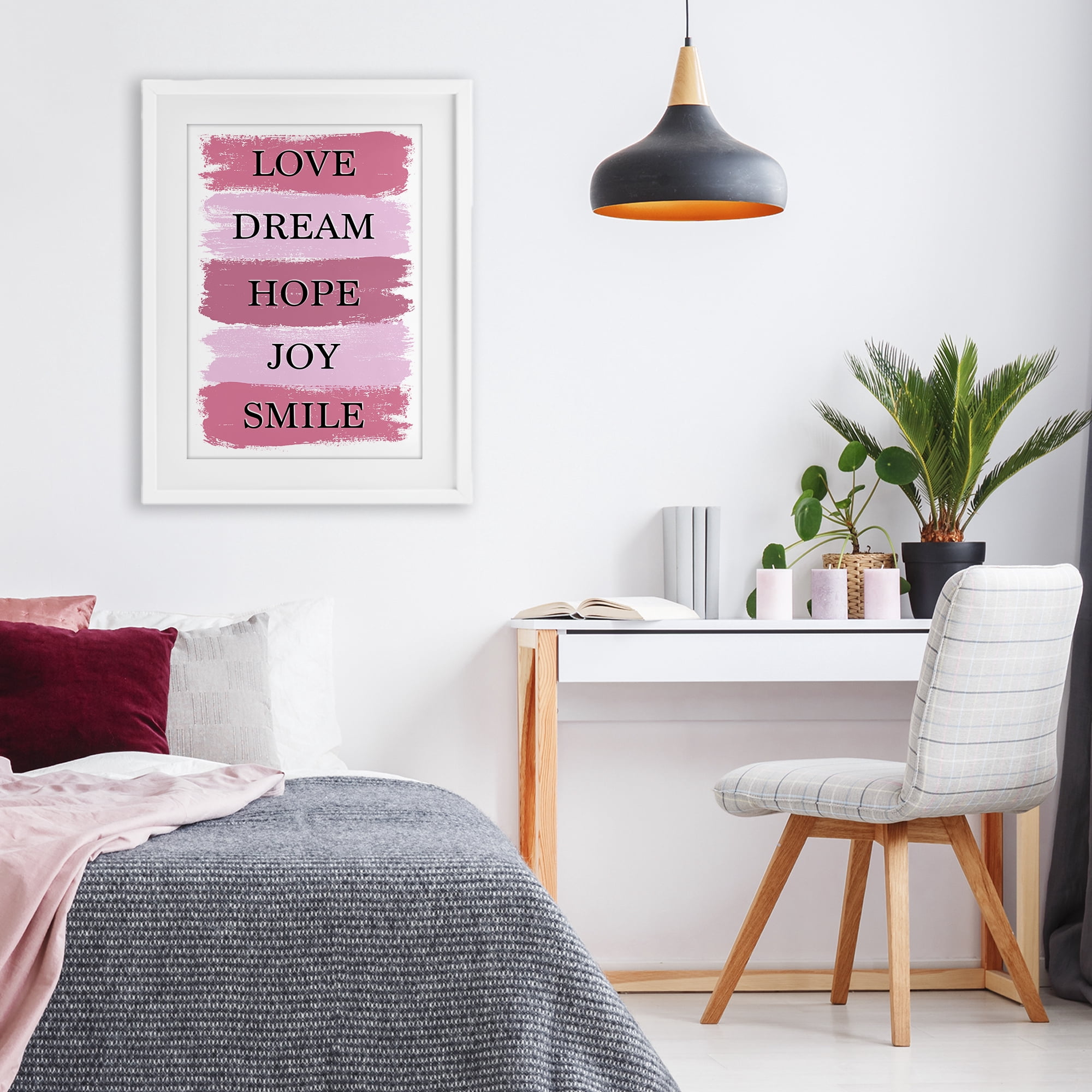 Stupell Industries Love Dream Hope Joy Smile White Framed Print Under Glass, design by Martina Pavlova