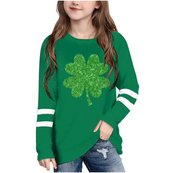 Bnwani St. Patricks Day Long Sleeve Toddler Shirts Girls Crew Neck Casual Fashion Cute Printed Tops 3-4t