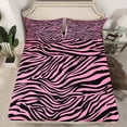 thumbnail image 2 of Manfei Geometric Stripes 3pcs Twin Sheet Sets,Black Pink Twin Fitted Sheet,Zebra Print Breathable Flat Sheet,Abstract Room Decor, 2 of 7