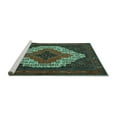 thumbnail image 2 of Ahgly Company Machine Washable Indoor Rectangle Persian Turquoise Blue Traditional Area Rugs, 2' x 4', 2 of 4