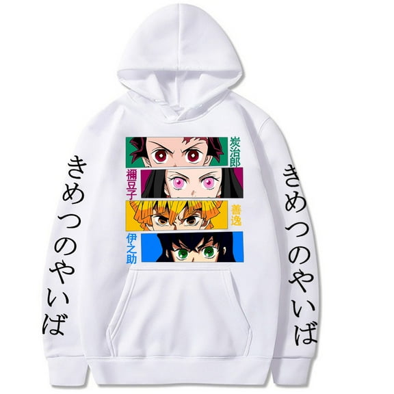 Demon Slayer Unisex Hoodie,Fashion Casual Pullover with Character Eyes and Text