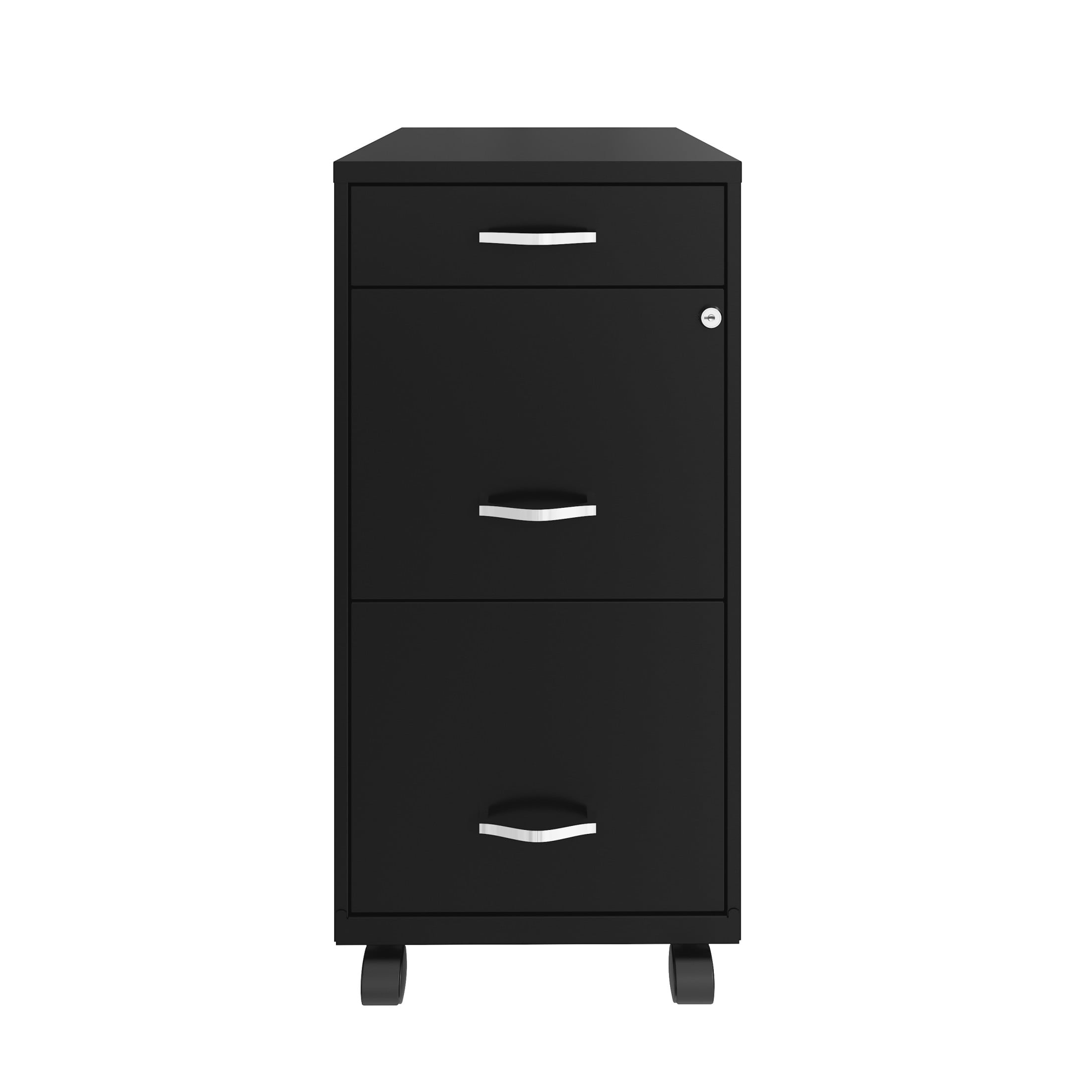 Space Solutions 18" Deep 3 Drawer Mobile Letter Width Vertical File Cabinet, Black