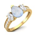 thumbnail image 2 of 925 Sterling Silver Gold Vermeil 1.7 Cts Pear Moonstone Three Stone Accent Women Mother's Day Gift Ring, 2 of 3