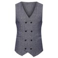 thumbnail image 2 of Lyinloo Men Woolen Double-Breasted Vest Suit Retro Business Waistcoat, 2 of 4