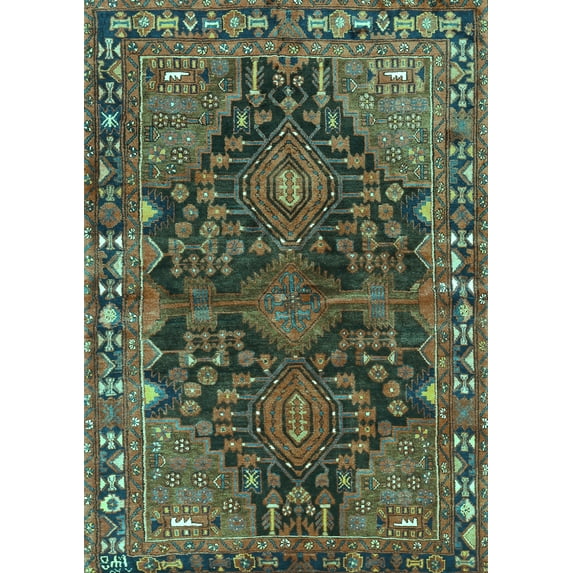 Ahgly Company Indoor Rectangle Persian Turquoise Blue Traditional Area Rugs, 6' x 9'