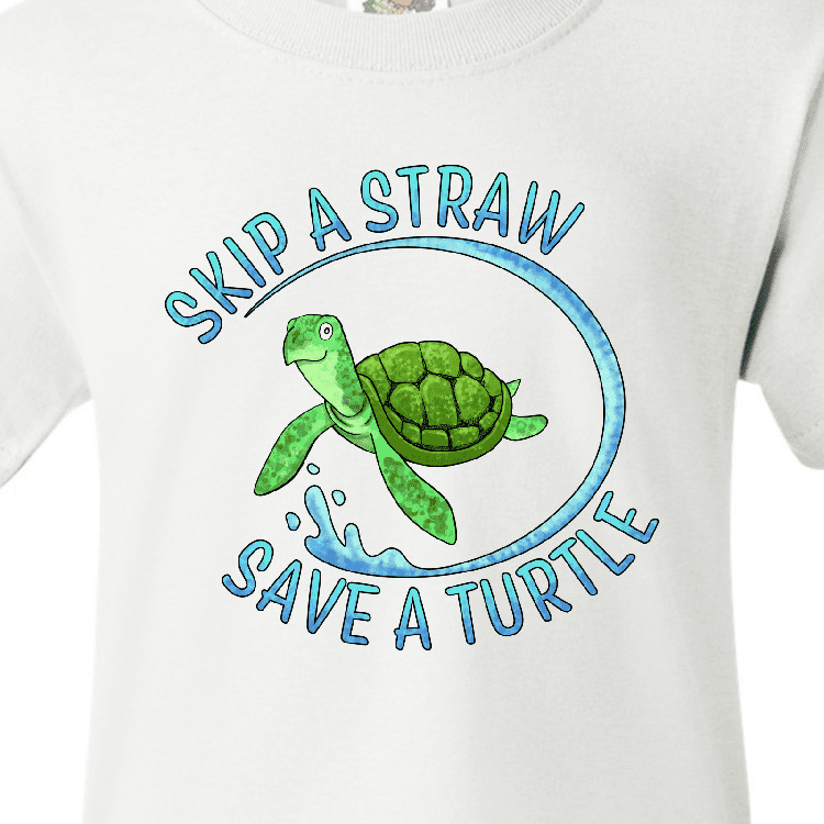 Inktastic Skip a Straw Save a Turtle with Cute Green Sea Turtle