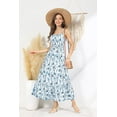 thumbnail image 2 of Womens 2025 New Summer Maxi Dress Sleeveless Floral Spaghetti Strap Smocked Boho Beach Long Dress with Pockets, 2 of 7