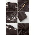 thumbnail image 4 of Fall Jacket Women Floral Embroidery Faux Leather Punk Moto Biker Zip Up Lapel Slim Winter Clothes, 4 of 6