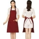 thumbnail image 1 of Delantal con peto con bolsillos para mujer - Batas de lona con cuello ajustable para camarera Restaurante Servidores Chefs Vino tinto Sincero  Hogar, 1 of 6