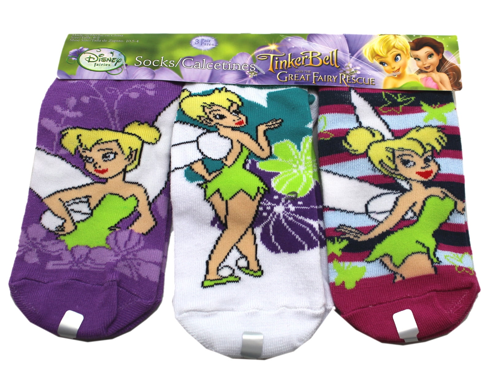 Tinker Bell Floral Sock Colelction (3 Pairs) - Walmart.com