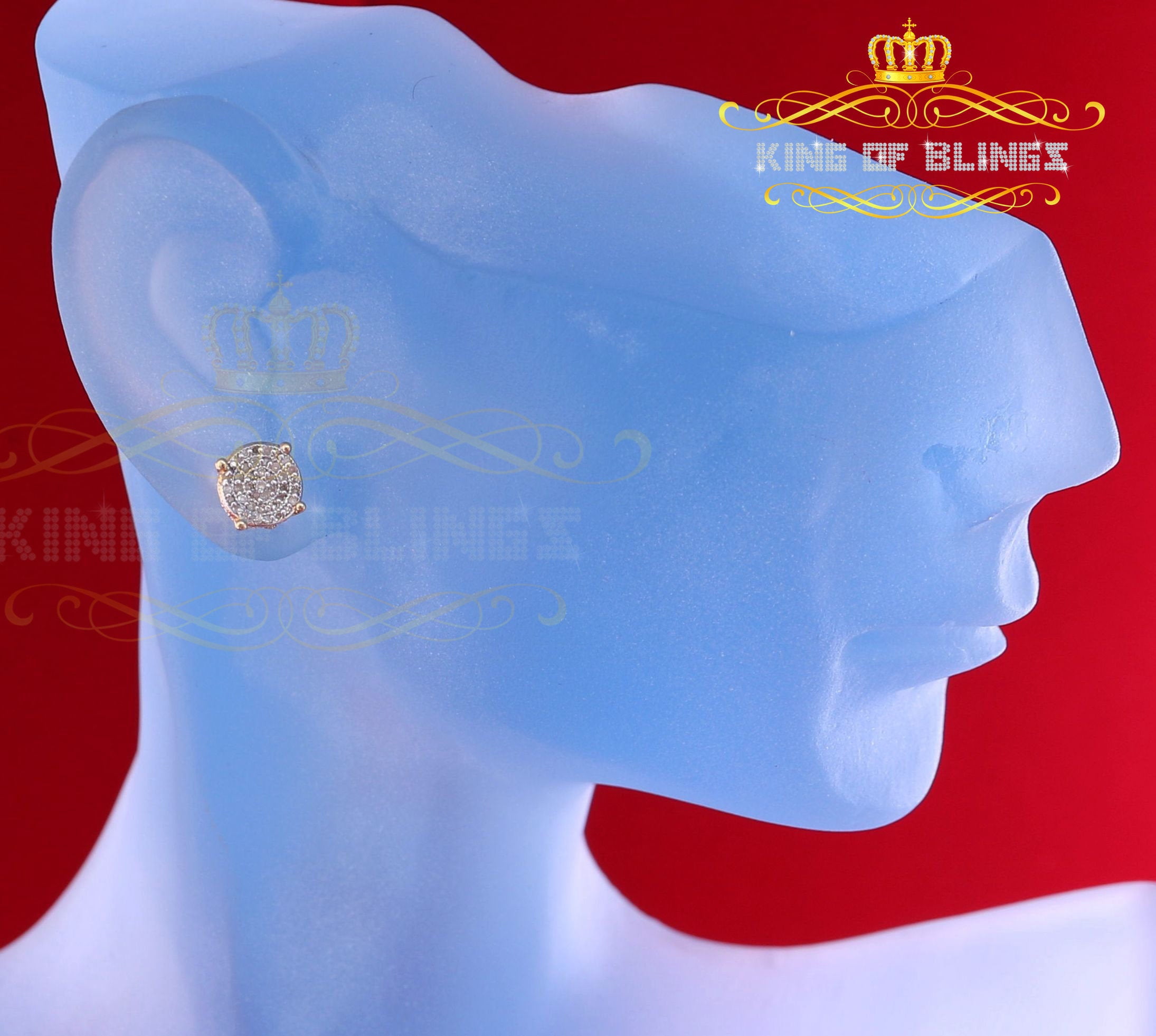 King of Bling's 0.15ct Diamond 925 Sterling Silver Yellow For Men & Women Round stud Earrings