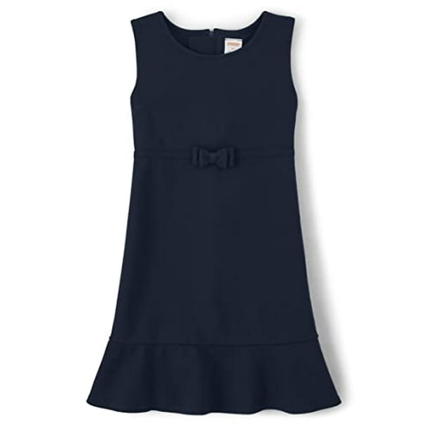 Girls and Toddler Sleeveless Ponte Knit Jumper Dress Navy Slate 2T