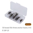 thumbnail image 1 of 50pcs/Box Fishing Hook Sharpened Treble Hook 5 Sizes 2/4/6/8/10 Fishhook Tackle Brown, 1 of 4