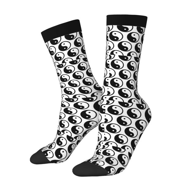 Fotbe Yin Yang Calcetas Largas con Estampado para Hombre y Mujer – Calcetas de Compresión Transpirables y Elásticas, Viajar y Uso Diario Talla 5-11