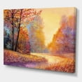 thumbnail image 3 of Designart ' The Autumn Forest Orange Leaves Landscape With Path ' Lake House Canvas Wall Art Print, 3 of 4