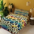 thumbnail image 2 of Ambesonne Leopard Print Fitted & Top Sheet Set with Shams, in Rainbow Colors, Yellow and Multicolor, 2 of 5
