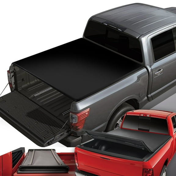 DNA Motoring Soft Folding Tri-Fold Tonneau Cover for 2017-2024 Nissan Titan 5'5" Short Bed