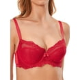 thumbnail image 5 of Deyllo Women's Sheer Lace Non Padded Full Cup Underwire Plus Size Bra, Red 34DD, 5 of 6