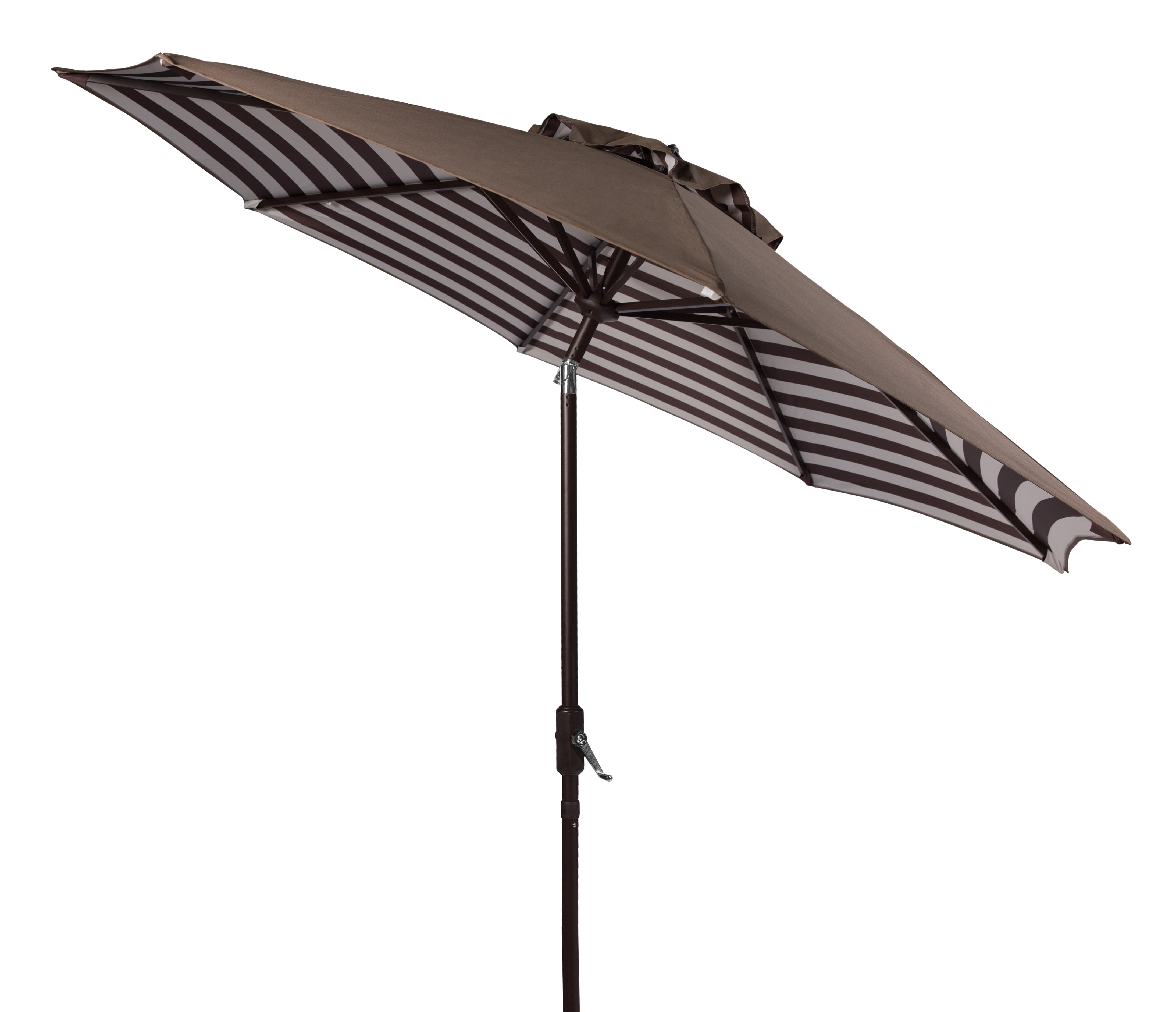 Safavieh Athens 9' Market Crank Striped Patio Umbrella, Brown/White