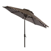 Safavieh Athens 9' Market Crank Striped Patio Umbrella, Brown/White