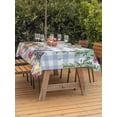 thumbnail image 2 of Outdoor Tablecloth with Umbrella Hole and Zipper, Easter Rabbits Rectangle Table Cloth 54x80 Inch Waterproof Tablecloth, Spring Cute Bunny Eggs Flowers Leaf Blue Plaid Picnic Table Cover for Patio, 2 of 7