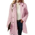 thumbnail image 3 of Women'S Plush Coat Comfortable Casual Warm Suit Collar Double-Breasted Mid-Length Coat Pink S, 3 of 9