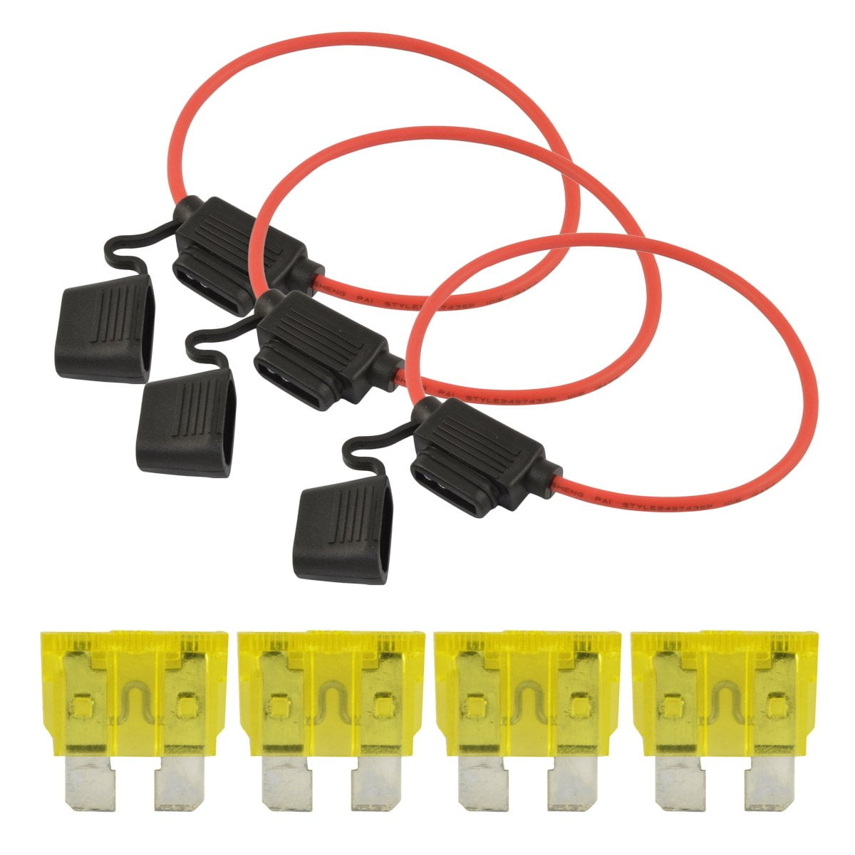 5 Pack 12AWG ATC 30AMP Automotive Water-Resistant In Line Mini Fuse Holder Blade 