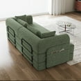 thumbnail image 4 of 78.7-Inch Convertible Sleeper Sofa Bed with Cylindrical Pillow, Chenille Folding Mattress Couch with, Folding Sofa Bed with Side Pocket, Floor Sofa Lounge Couch for Living Room Bedroom Studio (Green), 4 of 11