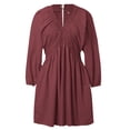 thumbnail image 5 of TJAZFJPA Robes de Maternité Séance Photo Femmes Aguichant à Manches Longues Col en V Robe à Taille Décontractée Ample Fluide Robe Mini Rouge Robe Mini Robes Campagnardes pour Femmes, 5 of 5