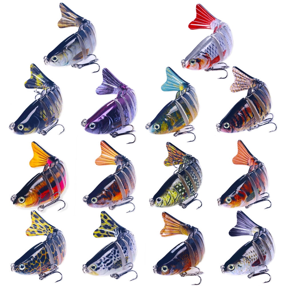 14PCS Lot Jointed Fishing Lure Swimbait Artificial Bait Wobblers 7 Segment USA