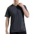 thumbnail image 1 of BOBOGOJP Chemises Classiques à Manches Courtes pour Hommes Chemises à Col Rond Manches Courtes T-Shirt Décontracté Ample Hauts d'Automne (Gris Foncé,m), 1 of 4
