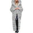 thumbnail image 2 of VKOYWKM Womens Plus Size Long Hooded Parka Coats Faux Fur Fluffy Maxi Jacket Coats Winter Full-Length Warm Outerwear with Pockets, 2 of 5
