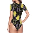 thumbnail image 4 of Balery Lavender Flowers Women's Short Sleevee Crew Neck Bodysuit Tops Short Sleeve Tops Basic-Large, 4 of 9