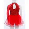 thumbnail image 4 of SiiRoh Girls Shiny Sequin Ballet Tulle Skirted Leotard Jazz Dance Outfit One Piece Jumpsuit Gymnastics Bodysuit Red 14, 4 of 7