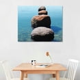 thumbnail image 2 of COMIO  - Zen Stone Canvas Wall Art Seascape Picture Prints Vertical Triptych Stretched on Wood Frame for Home and Office Decor Wall Hanging, 2 of 4
