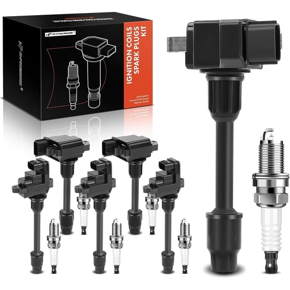A-Premium Set of 6 Ignition Coil Pack and Iridium Spark Plugs Compatible with Nissan Maxima 1995-1999 & Infiniti I30 1996-1997 3.0L, Replace# 2244831416