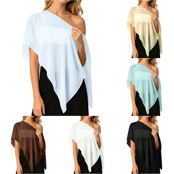 AWZXDE Lightweight Chiffon Summer Beach Wrap Soft Flowy Shawl Breathable Sun Scarf Versatile Evening Stole Dressy Cover Up Formal Wrap Shawl for Women Blue,XL