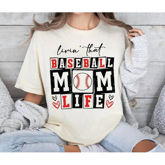 Living That Baseball Mom Life Shirt, Baseball Mother Tee, Sports Mama T-shirt, Livin' That Baseball Life T-Shirt, Baseball Fan Mama Tee All Size S-5Xl