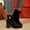 #348-Black, variant on Wowcloth Women's Suede Rhinestone Ankle Boots - Pointed Toe Mid Heel Chunky Heel Winter Boots for Versatile Outfits