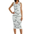 thumbnail image 2 of KOMOO Women Knit Halter Dress, Adults Slim Fit Sleeveless Geometric Print U-shaped Neck Dress, 2 of 7