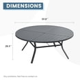 thumbnail image 2 of Vicllax Outdoor Patio Dining Table Dia.60" Slatted Tabletop Metal Frame with Umbrella Hole, Gray, 2 of 7
