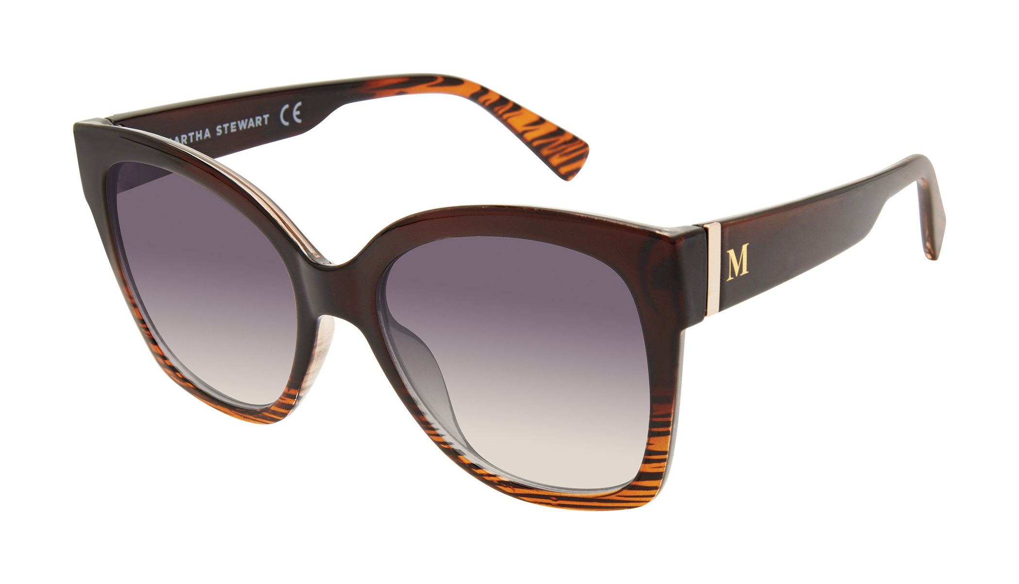 ?NWT Martha Stewart Hexagon Sunglasses in Tortoiseshell Brown and Gray Gradient Martha Stewart - Brandclub - Martha Stewart Women Cat Eye  main image 3