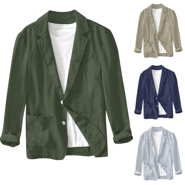 UVEASISHA Veston en Coton pour Homme Coupe Régulière Décontracté Couleur Unie Vestes Blazer Automne Manches Longues à Simple Boutonnage Chemise-Veste Légère avec Poche Économies d'Hiver, Bleu, m