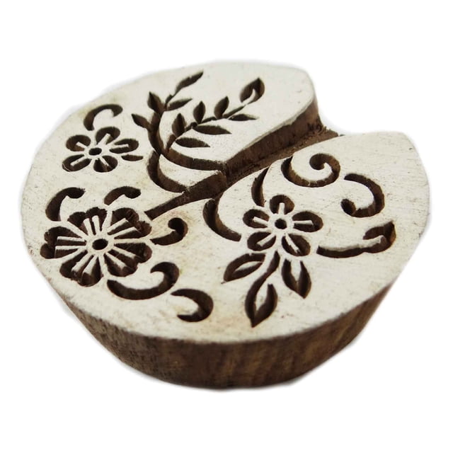 Floral Design Hand Carved Wooden Printing Stamp Textile Fabric Printing India