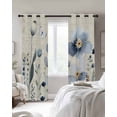 thumbnail image 3 of Spring Blue Floral Blackout Curtains, Light Blocking Print Window Curtains, Vintage Garden Wildflowers Botanical Thermal Insulated Window Drapes for Living Room Kitchen Cafe 2 Panels, 55"W x 39"L, 3 of 9
