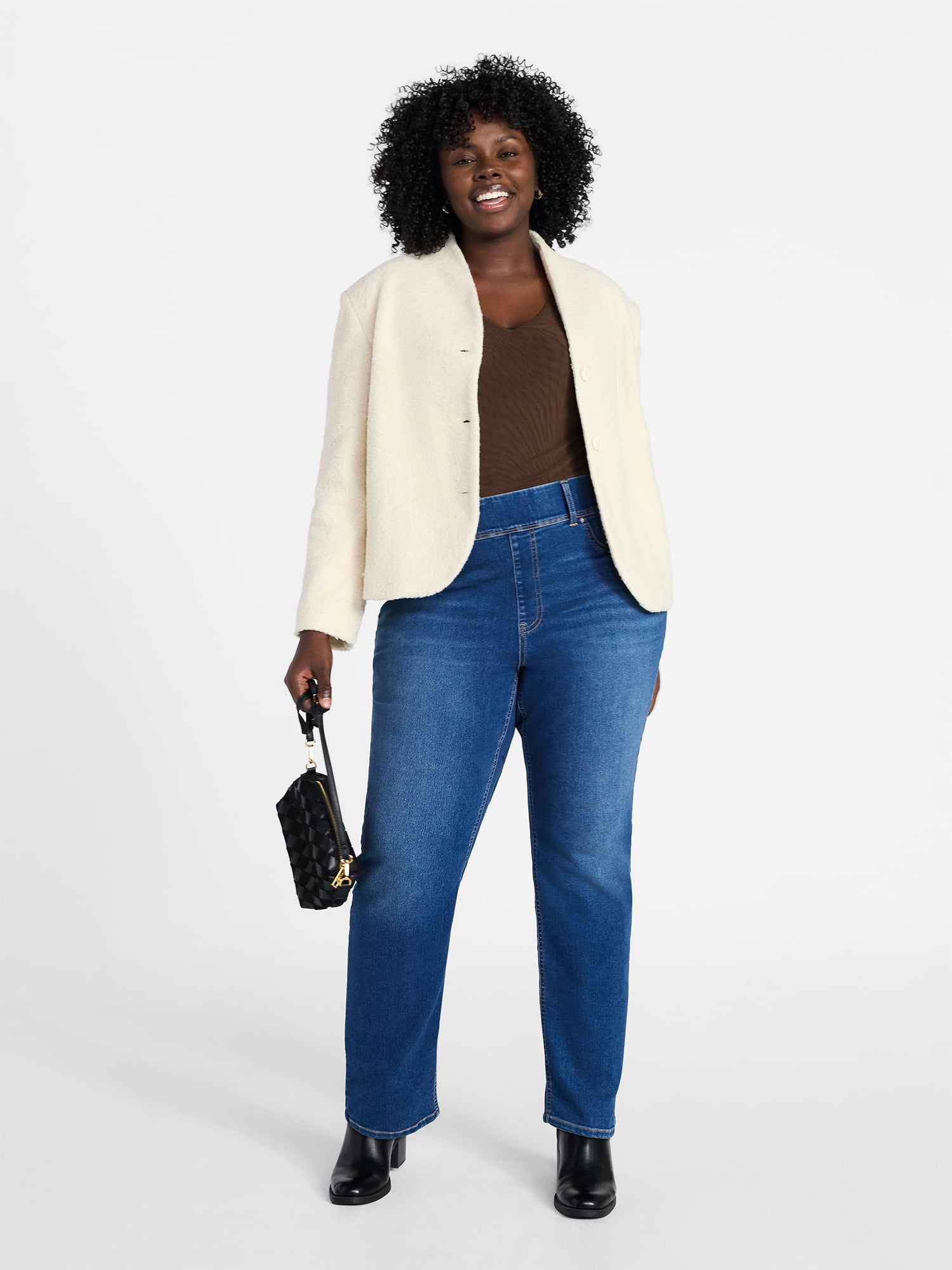 Terra & Sky Women's Plus Long Sleeve Cocoon Jacket, Sizes 0X-5X