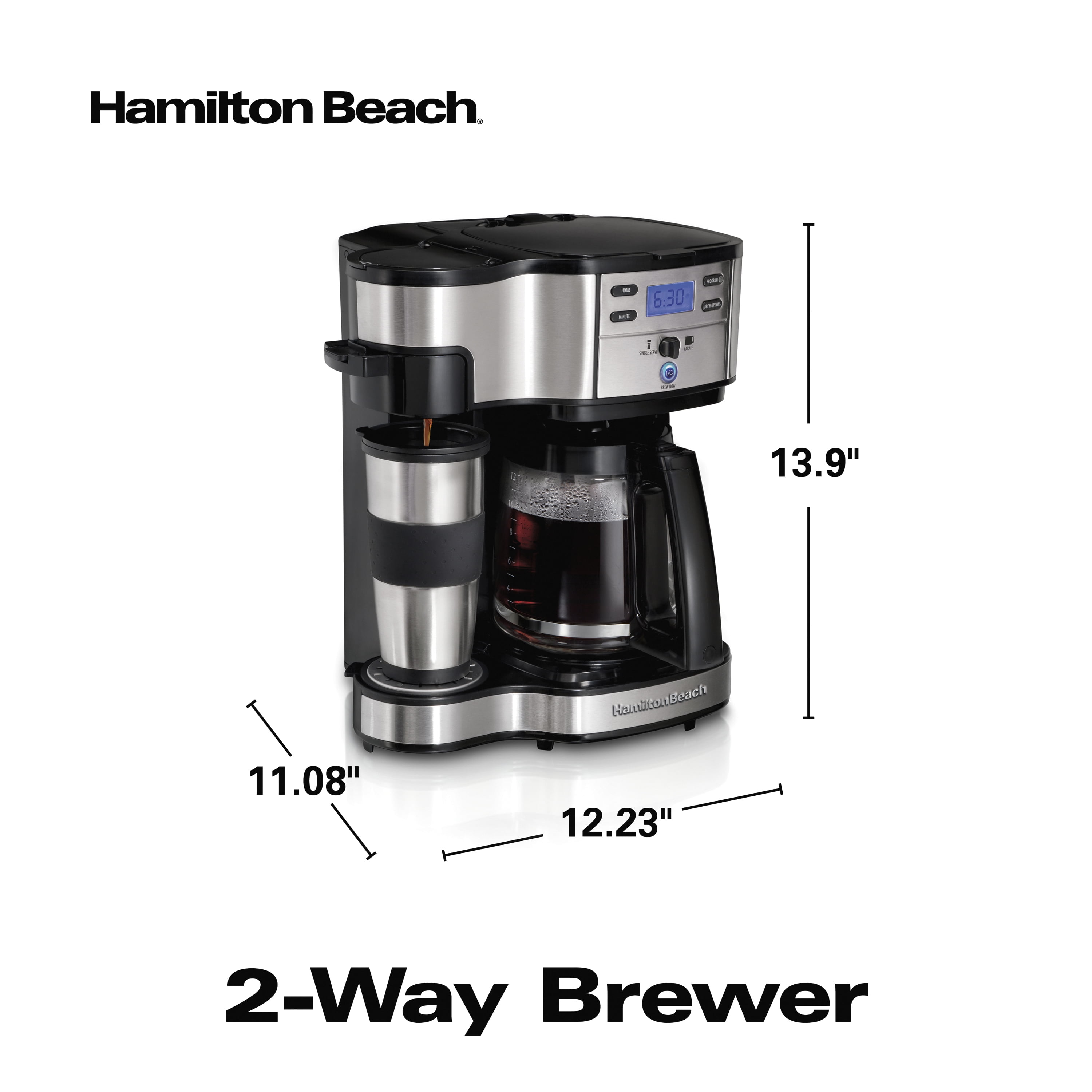 Hamilton Beach 2 Way Brewer 49980a Single Serve Coffee Maker And Full 12 Cup Coffee Pot Stainless Steel Programmable Walmart Com Walmart Com